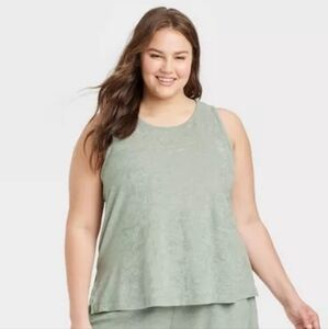 NWOT A NEW DAY Terry Tank Top, Light Green, Size 3X